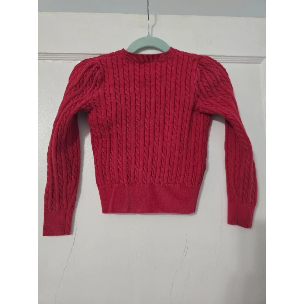 Ralph Lauren Little Girls Mini-Cable Cotton Cardigan 5Y-red
